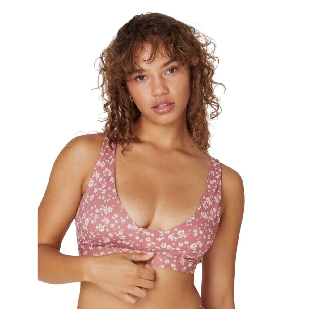 Andie Dusty Rose Floral Bikini Top NWT